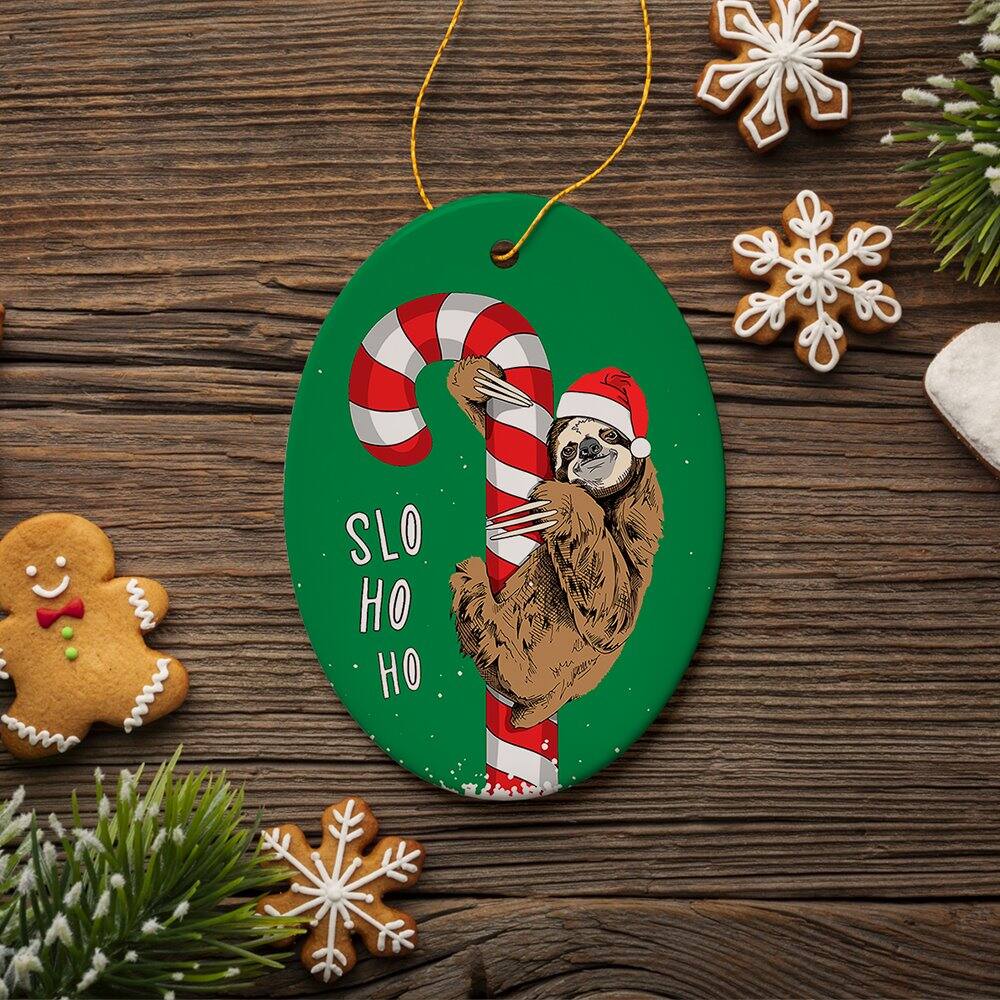 Back. OrnamentallyYou - Cute Sloth Christmas Ornament Slo Ho Ho - Multi-colored.