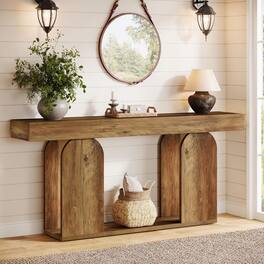 Tribesigns - 70.9-Inch Extra Long Farmhouse Console Table, 2-Tier Wooden Entryway Console with Storage Shelf, Sofa Table Behind Couch - Vintage Brown