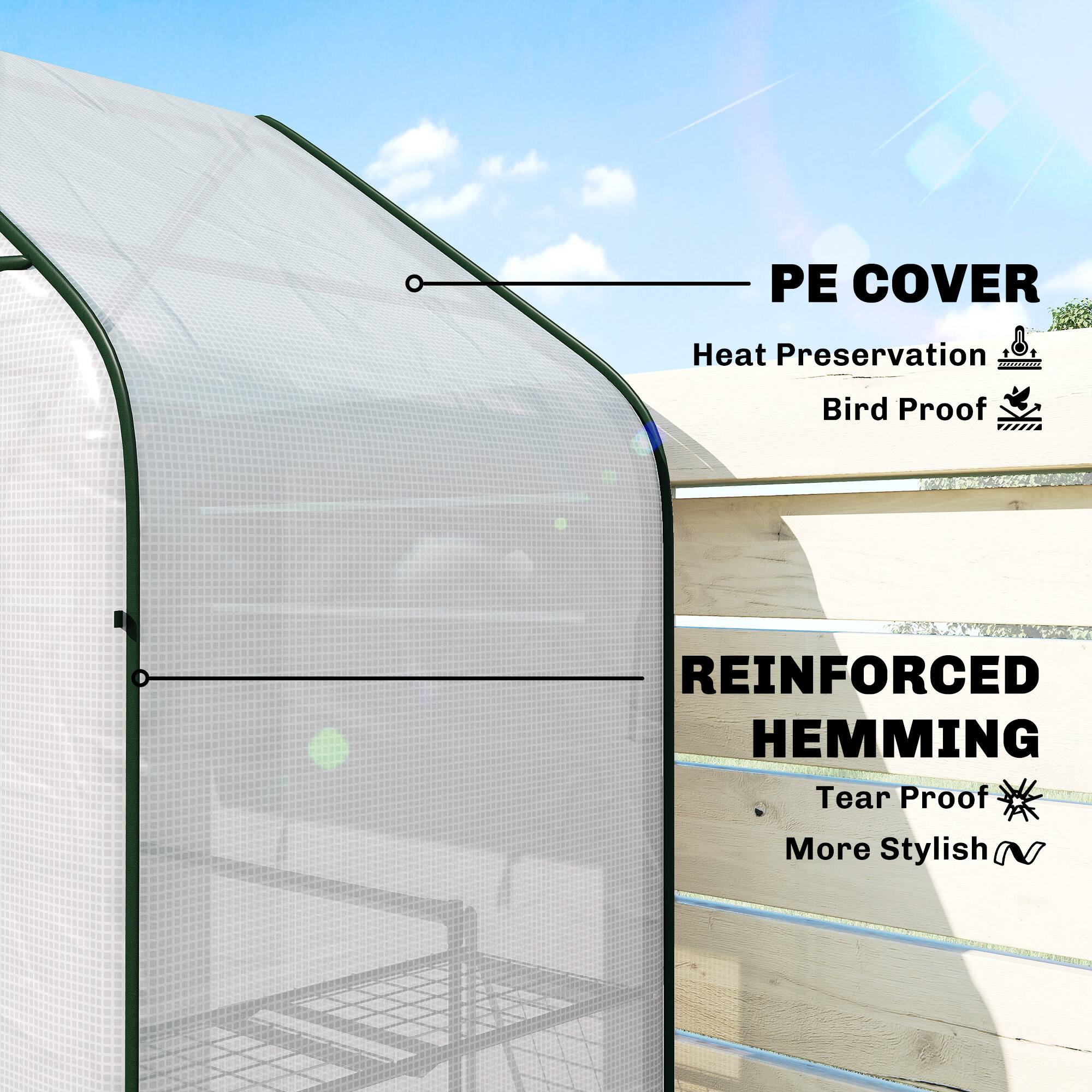 PE COVER  
Heat Preservation  
Bird Proof  

REINFORCED HEMMING  
Tear Proof  
More Stylish