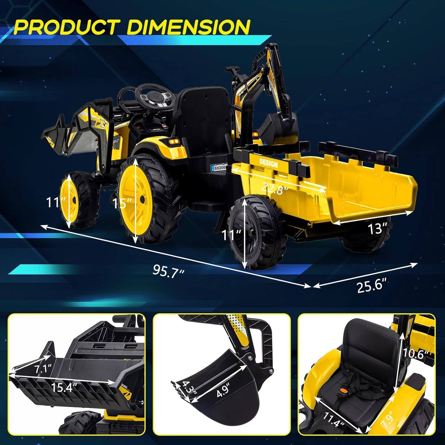 PRODUCT DIMENSION  
11" 15" 5 SX201 11"  
DESIGN 22.8" 13" 95.7" 25.6" 7.1" 15.4" 4.3" 4.9" 11.4" 10.6" 7.9"  

Corrected:  
PRODUCT DIMENSION  
11" 15" 5 SX201 11"  
DESIGN 22.8" 13" 95.7" 25.6" 7.1" 15.4" 4.3" 4.9" 11.4" 10.6" 7.9"