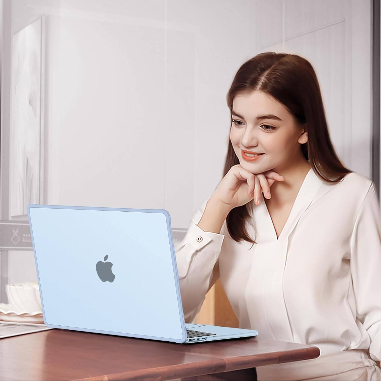 Alt View 3. mosiso - Case for MacBook Air 13 inch Case M5 M4 M3 M2 2026-2022 A3449 A3240 A3113 A2681,Anti-Crack Anti-Fingerprint Hard Shell - Sky Blue.