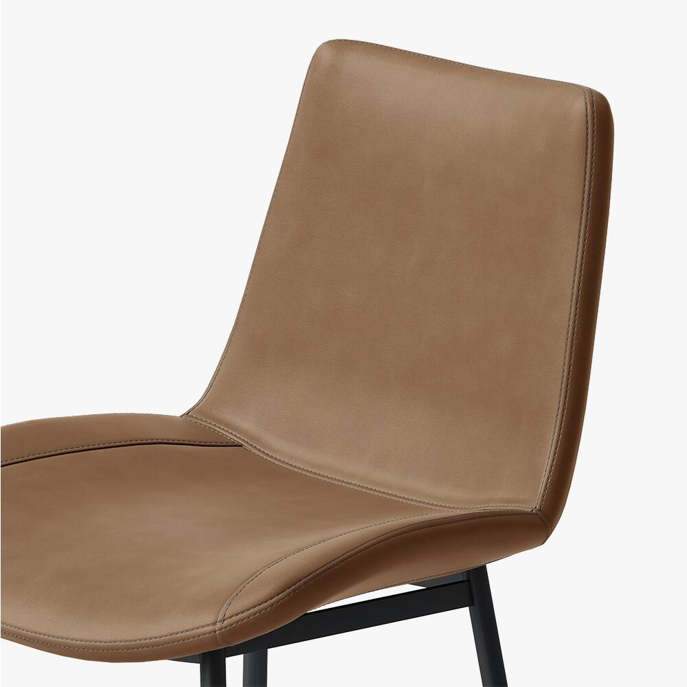 Alt View 1. POVISON - 24" Brown Counter Height Bar Stools Set of 2, Height PU Leather Bar Stools with Back and Metal Legs for Kitchen Island - Brown PU Leather.