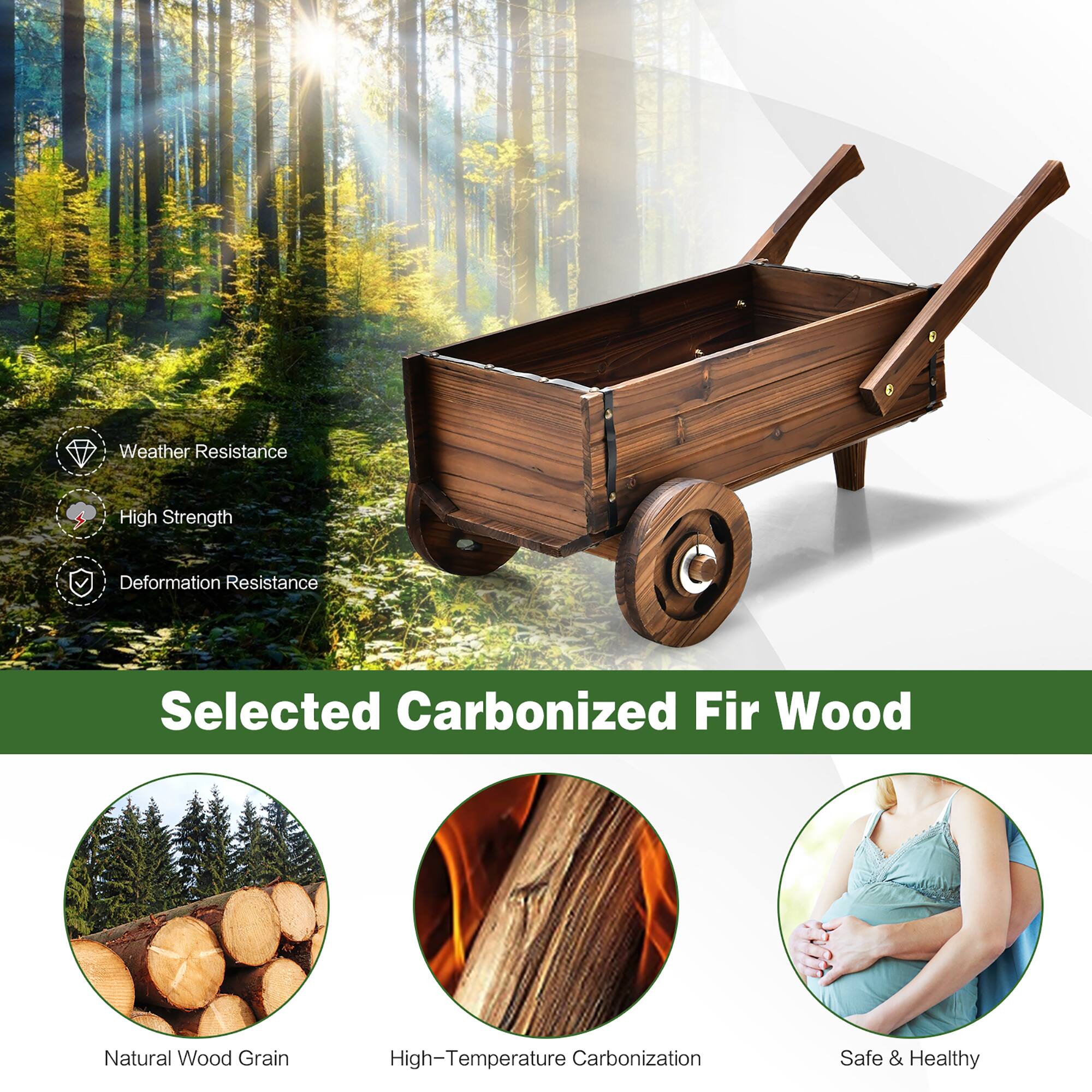 Weather Resistance High Strength Deformation Resistance Selected Carbonized Fir Wood Natural Wood Grain High-Temperature Carbonization Safe & Healthy
