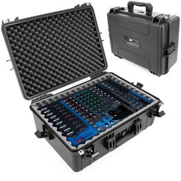 CASEMATIX - Waterproof Mixer Carry Case Fits with Yamaha MG12XU 12 Channel DJ Mixer and More Mixers up to 17" x 12.1" x 5" - Black