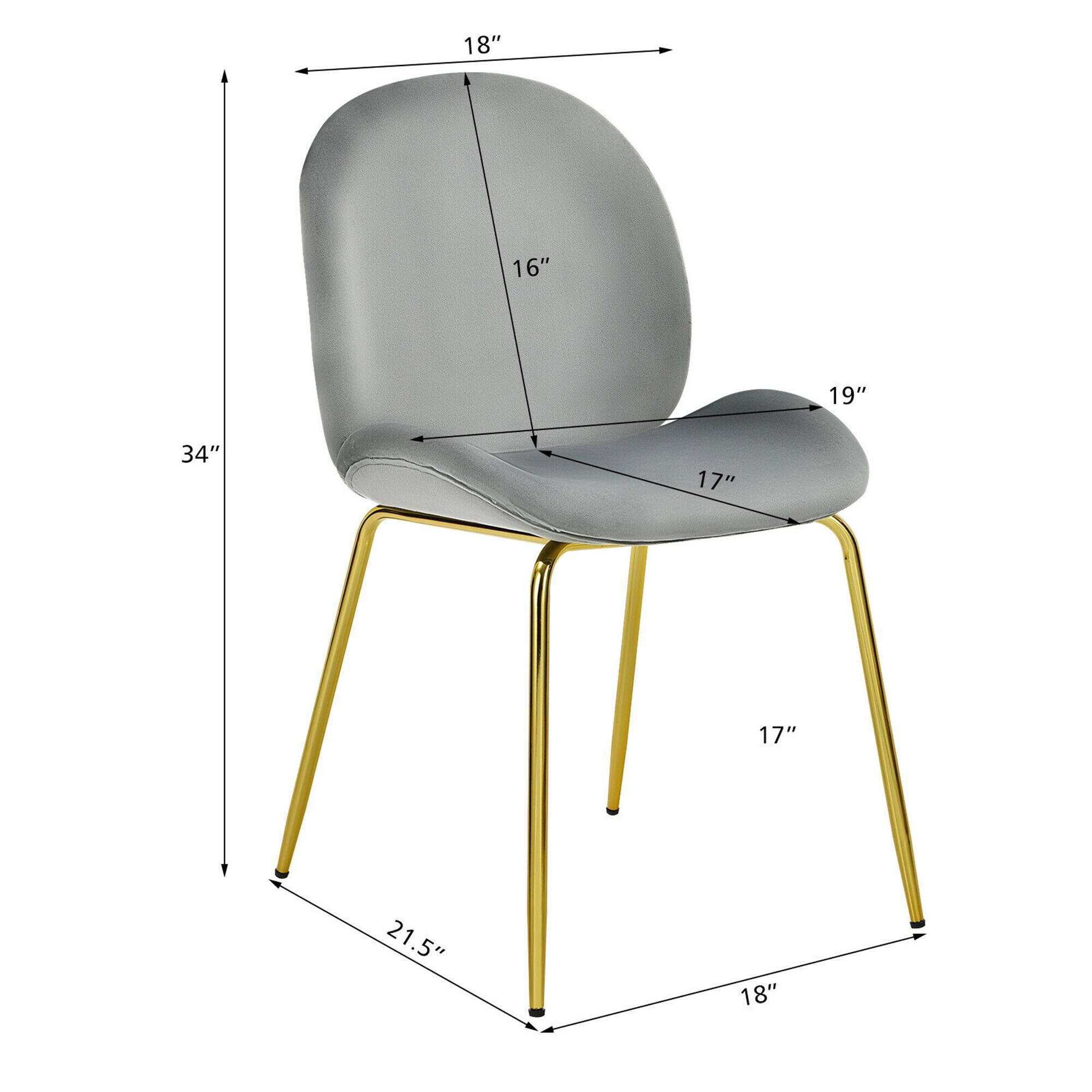 The dimensions of the chair are as follows:

- Height: 34"
- Width: 18"
- Depth: 19"
- Seat Height: 17"
- Seat Depth: 17"
- Back Height: 16"
- Armrest Height: 18"
- Base Width: 21.5"