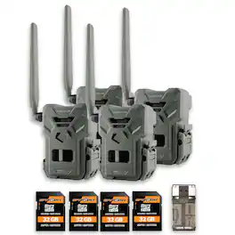 Spypoint - FLEX-PLUS Cellular Trail Camera with Memory Card (4-Pack) and Reader