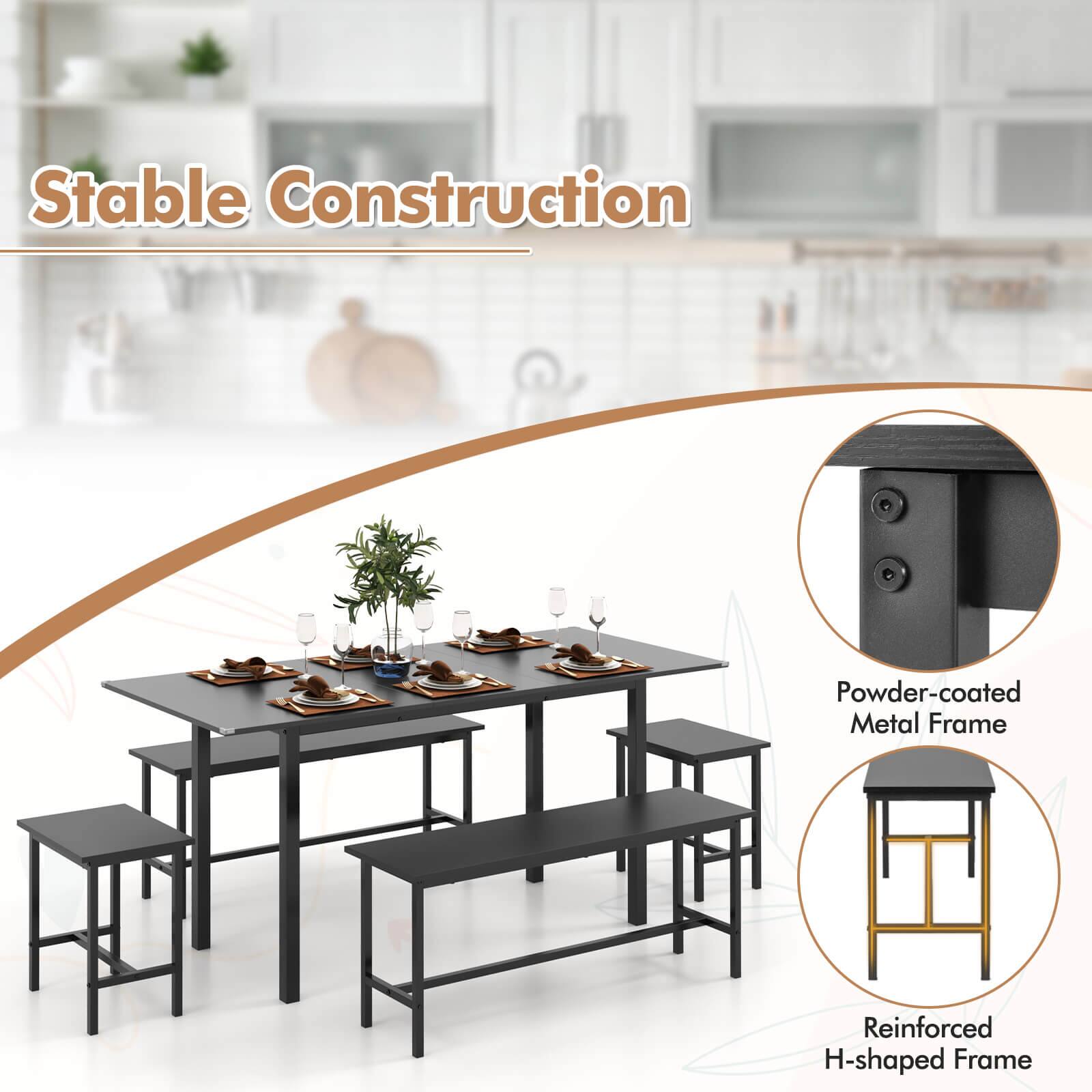 Stable Construction Powder-coated Metal Frame Reinforced H-shaped Frame