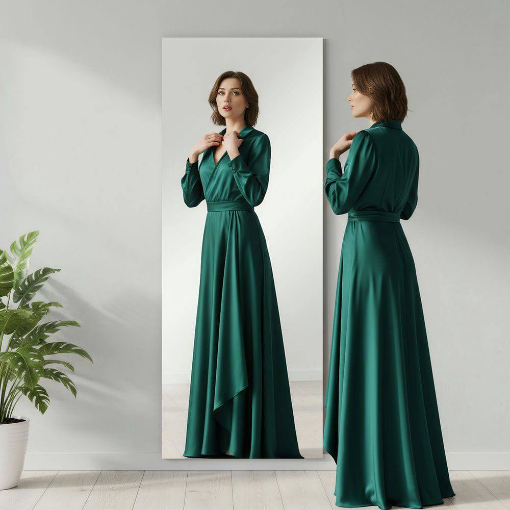 Alt View 4. Kadyn - 65x24 Inch Wide Frameless Full-Length LED Wall Mirror Modern Design - Black.