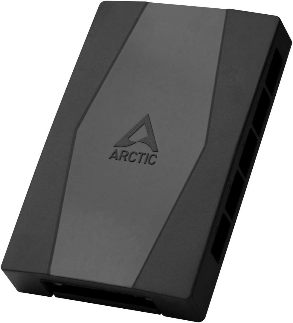 Front. Arctic - ARCTIC Case Fan Hub - 10-fold PWM Fan Distributor with SATA Power - Black - Black.