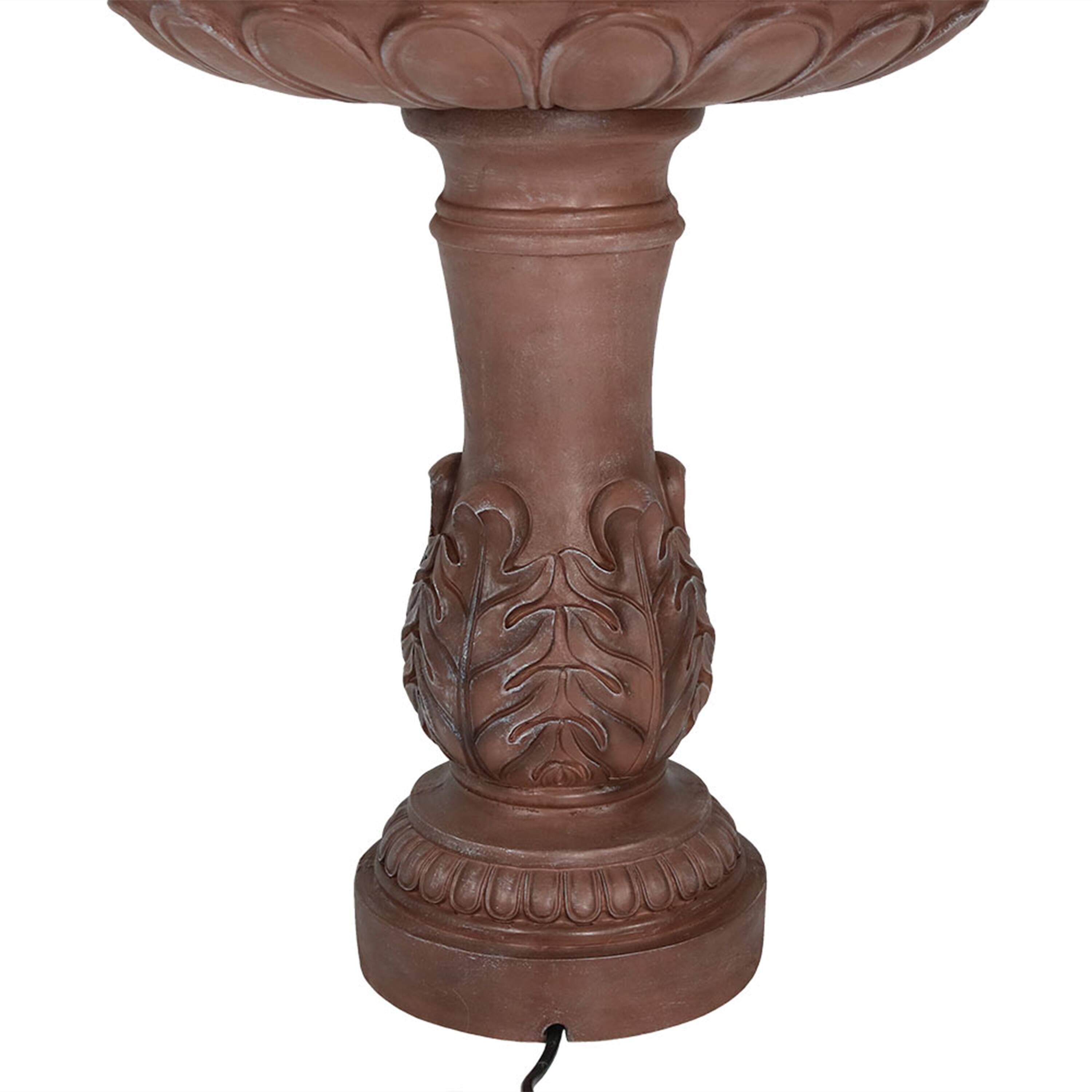 Alt View 7. Sunnydaze - Dove Pair Resin Outdoor 3-Tier Water Fountain - Brown.