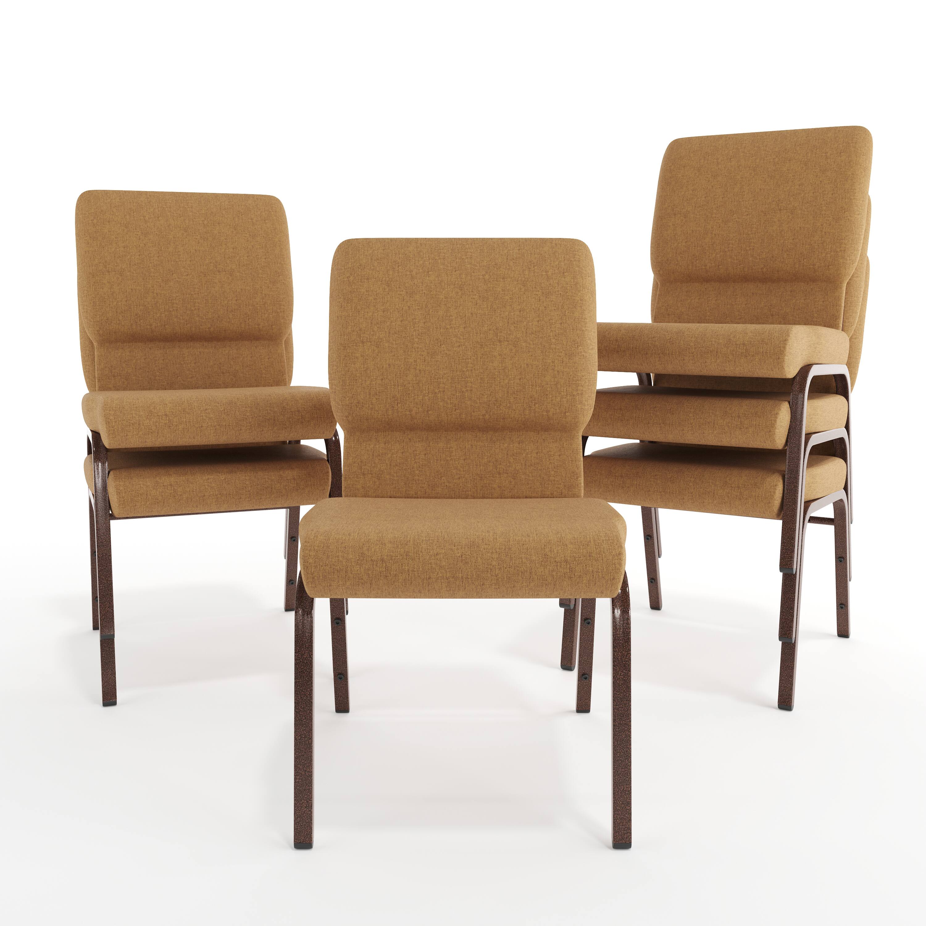 Alt View 10. Emma + Oliver - 18.5"W Stackable Church/Reception Guest Chair - Caramel Fabric/Copper Vein Frame.
