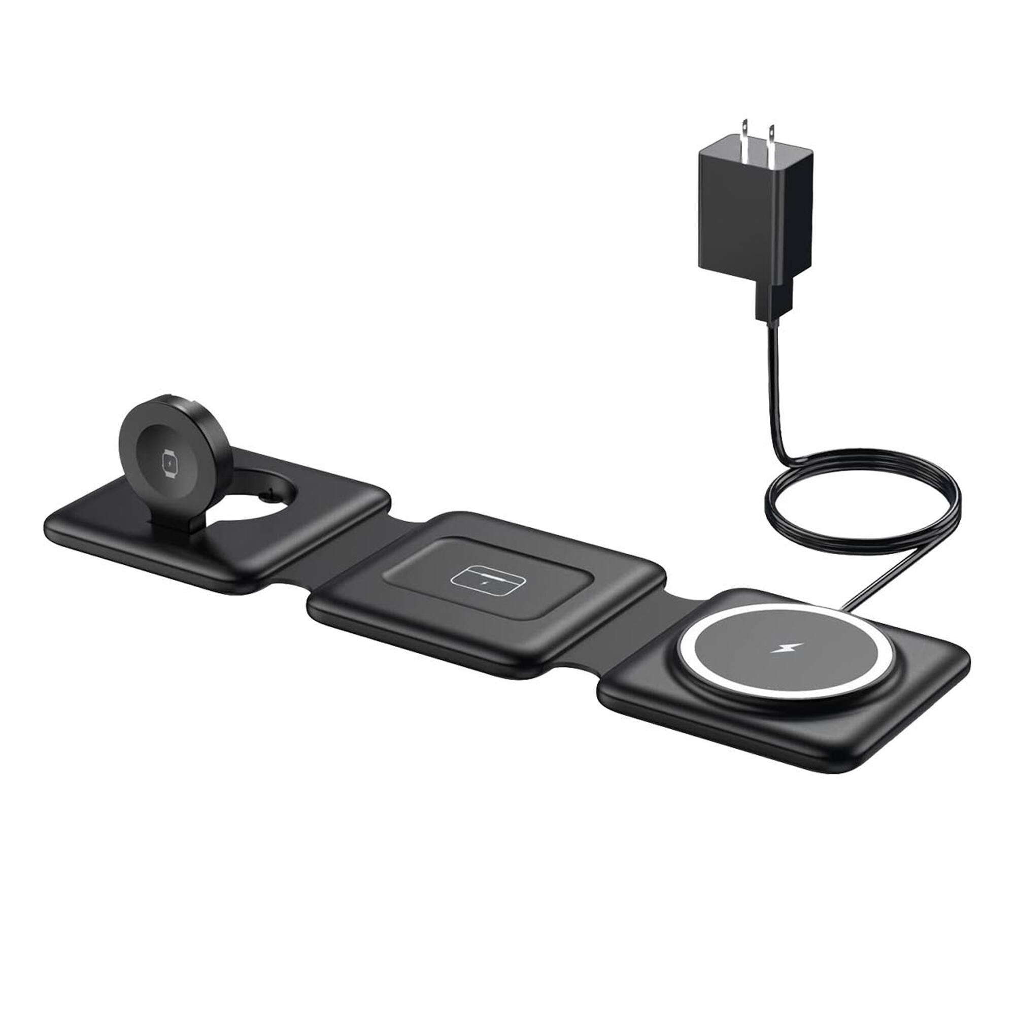 Front. YONWAY - 3 in 1 Wireless Charger for iPhone, Foldable Charging Station, Travel Charging Dock for iPhone, Watches, Airpods.