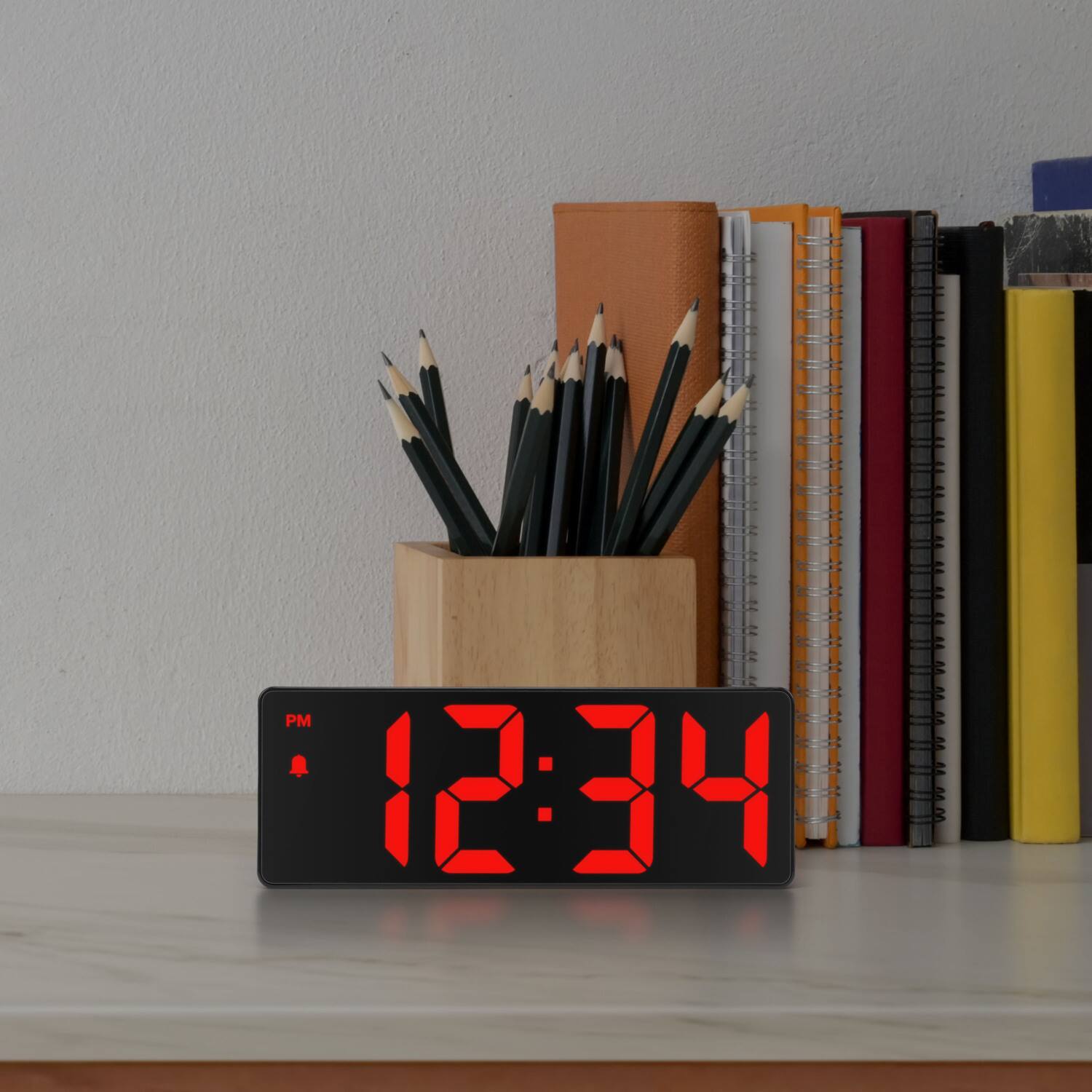 Alt View 1. La Crosse Technology - 2 Inch Red LED Corded Electric Digital Alarm Clock with Indoor Temperature - Black/Red.