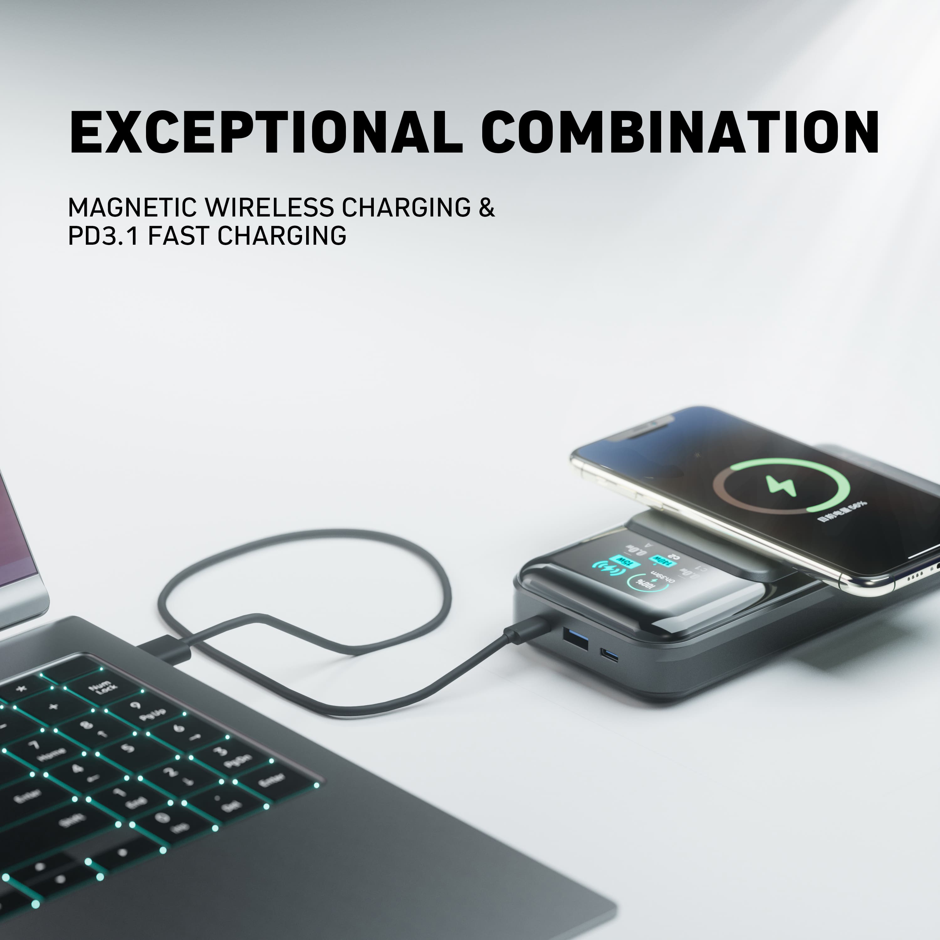 EXCEPTIONAL COMBINATION MAGNETIC WIRELESS CHARGING & PD3.1 FAST CHARGING