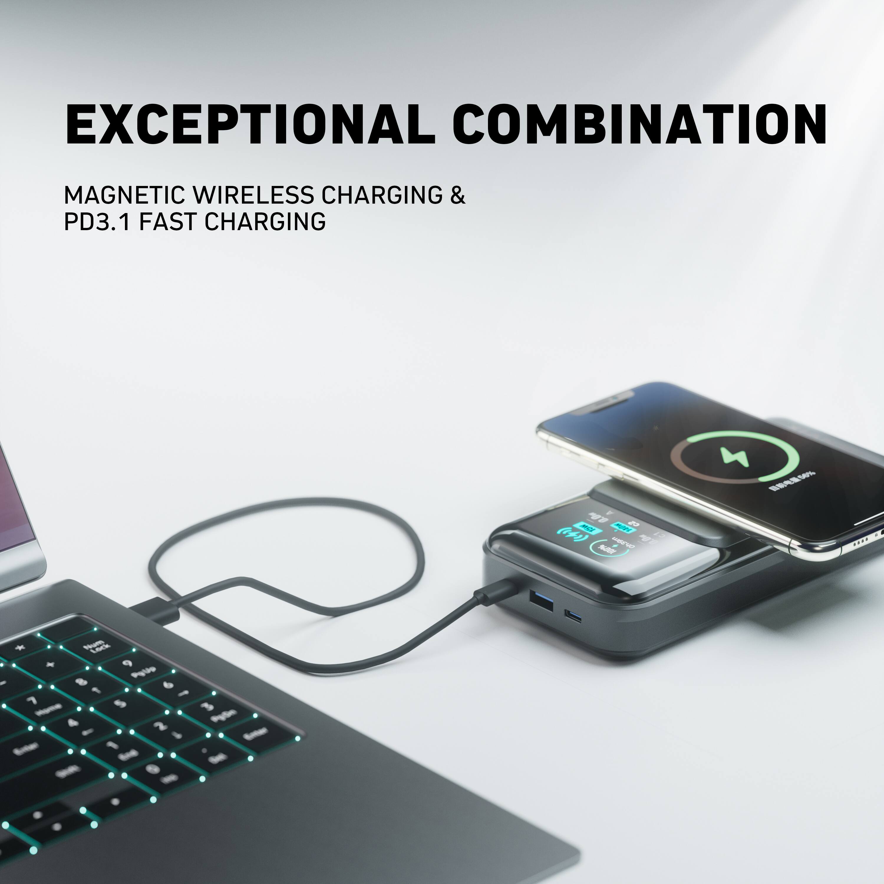 EXCEPTIONAL COMBINATION MAGNETIC WIRELESS CHARGING & PD3.1 FAST CHARGING