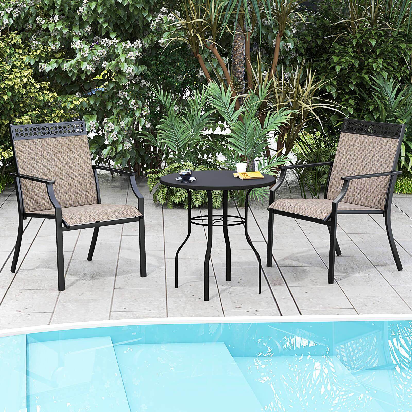 Alt View 3. Costway - Costway Patio Chairs Set of 2 with All Weather Breathable Fabric High Backrest Coffee - Coffee.