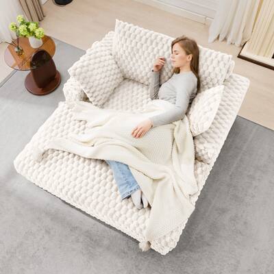 KERDOM Chaise Lounge Chair Daybed Fluffy Reading Sofa Bed with