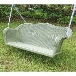 Hivvago - Resin Wicker Porch Swing with 4-ft Hanging Chain - Moss