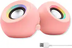 Front. X9 - X9 Performance Pink Computer Speakers for Desktop PC with RGB Lighting, Bluetooth, USB, and AUX - Pink.