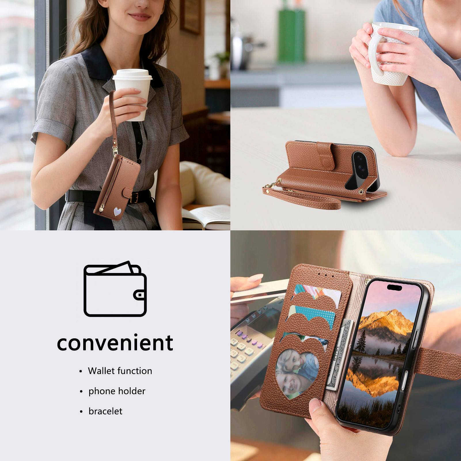 convenient  
- Wallet function  
- phone holder  
- bracelet