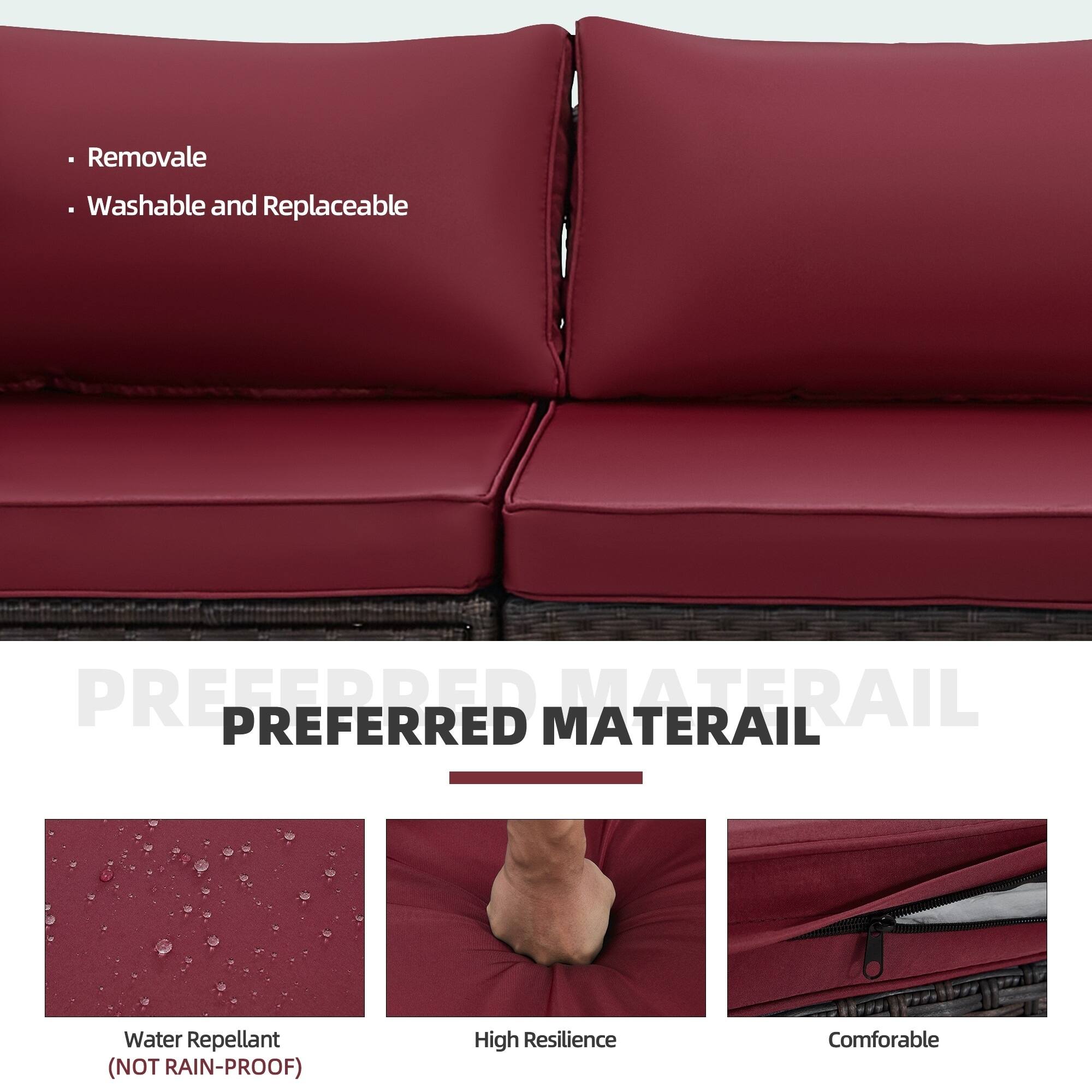 - Removable
- Washable and Replaceable

PREFERRED MATERIAL

- Water Repellent (NOT RAIN-PROOF)
- High Resilience
- Comfortable