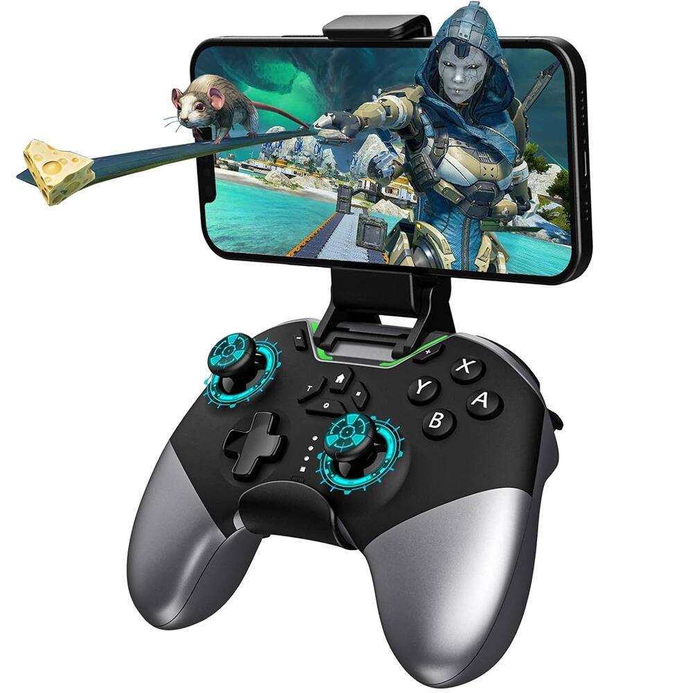 Front. ACJPR - Bluetooth Game Controller for Switch/PC/iPhone, Hall Effect Joysticks, Wireless - Black.