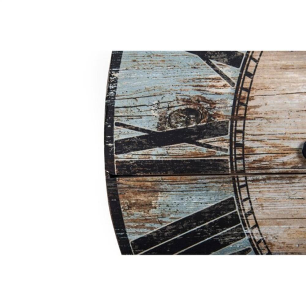 Left. Hivvago - Hivvago Turquoise Oversized Distressed Paris Wood Wall Clock - Turquoise.