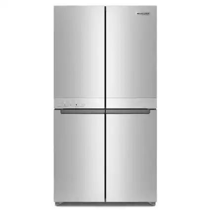 Front. KitchenAid - KitchenAid - 19.4 Cu. Ft. Bottom-Freezer 4-Door French Door Refrigerator - Stainless steel - PrintShieldâ„¢ Stainless Finish.