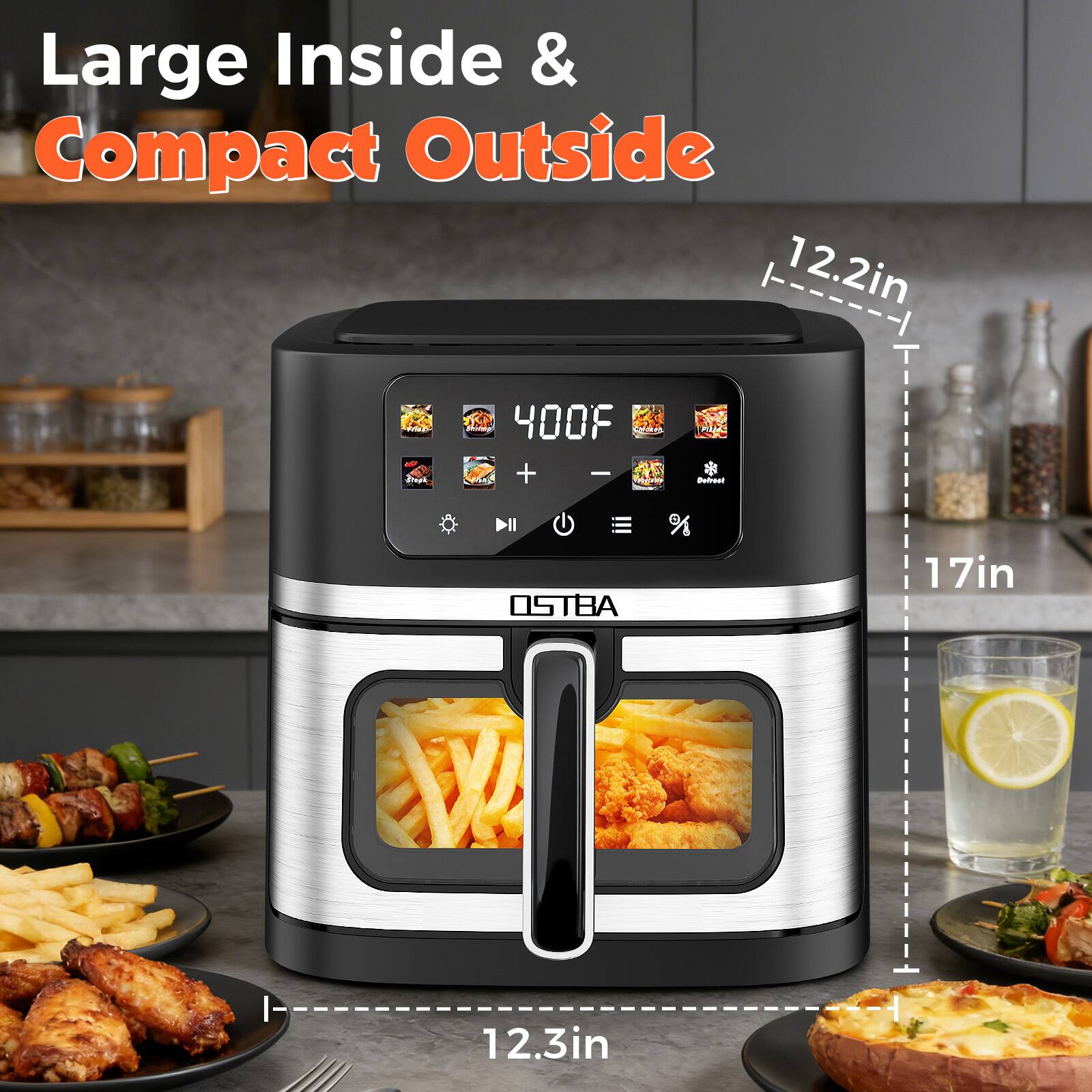 OSTBA 8.5 QT Air Fryer , Digital Touchscreen, Sync Finish, 8