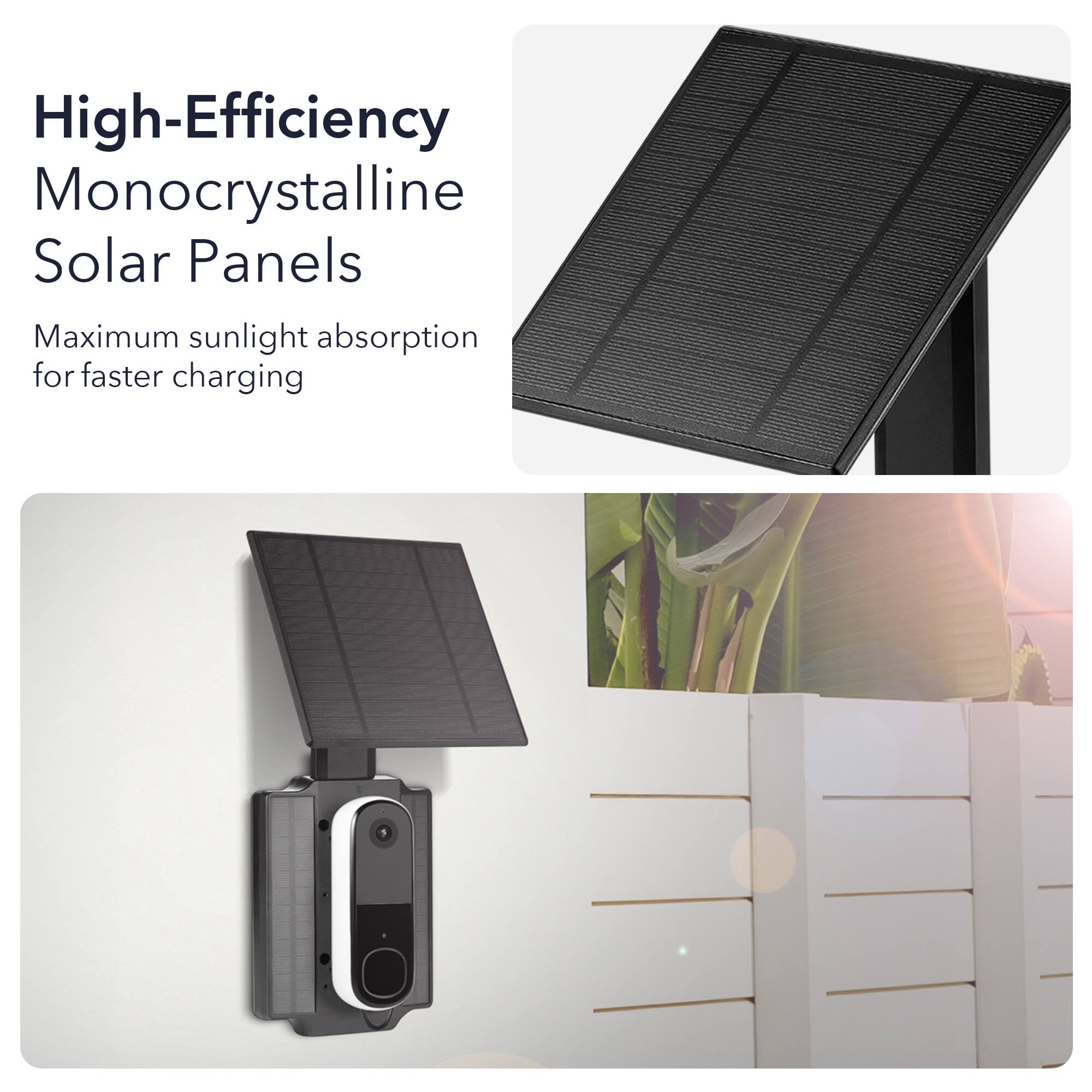 High-Efficiency Monocrystalline Solar Panels  
Maximum sunlight absorption for faster charging