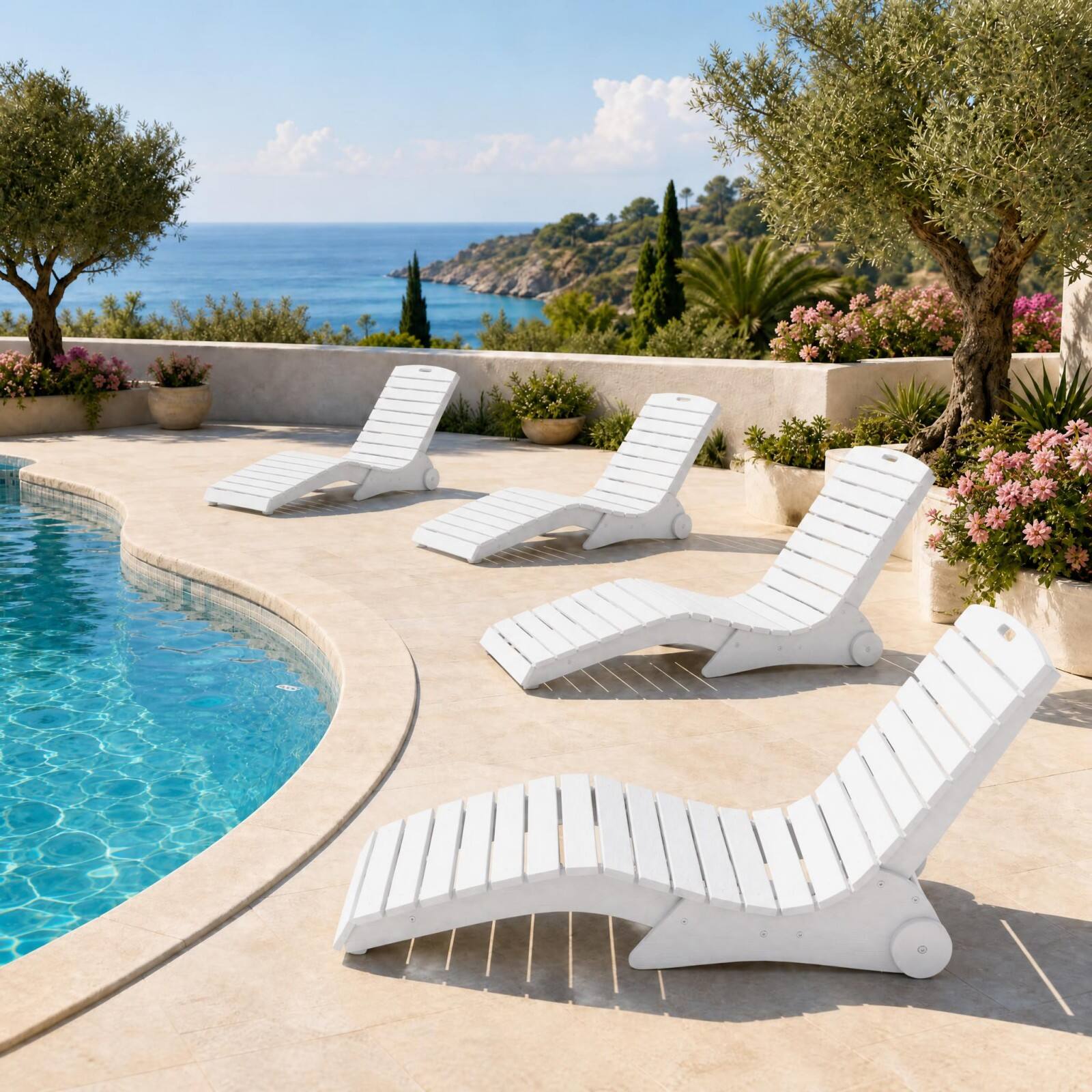 Alt View 4. Costway - Costway In-Pool Lounge Chair HDPE Pool Chaise with Wheels 5.5-8.5 in Water Depth 450 LBS - White.