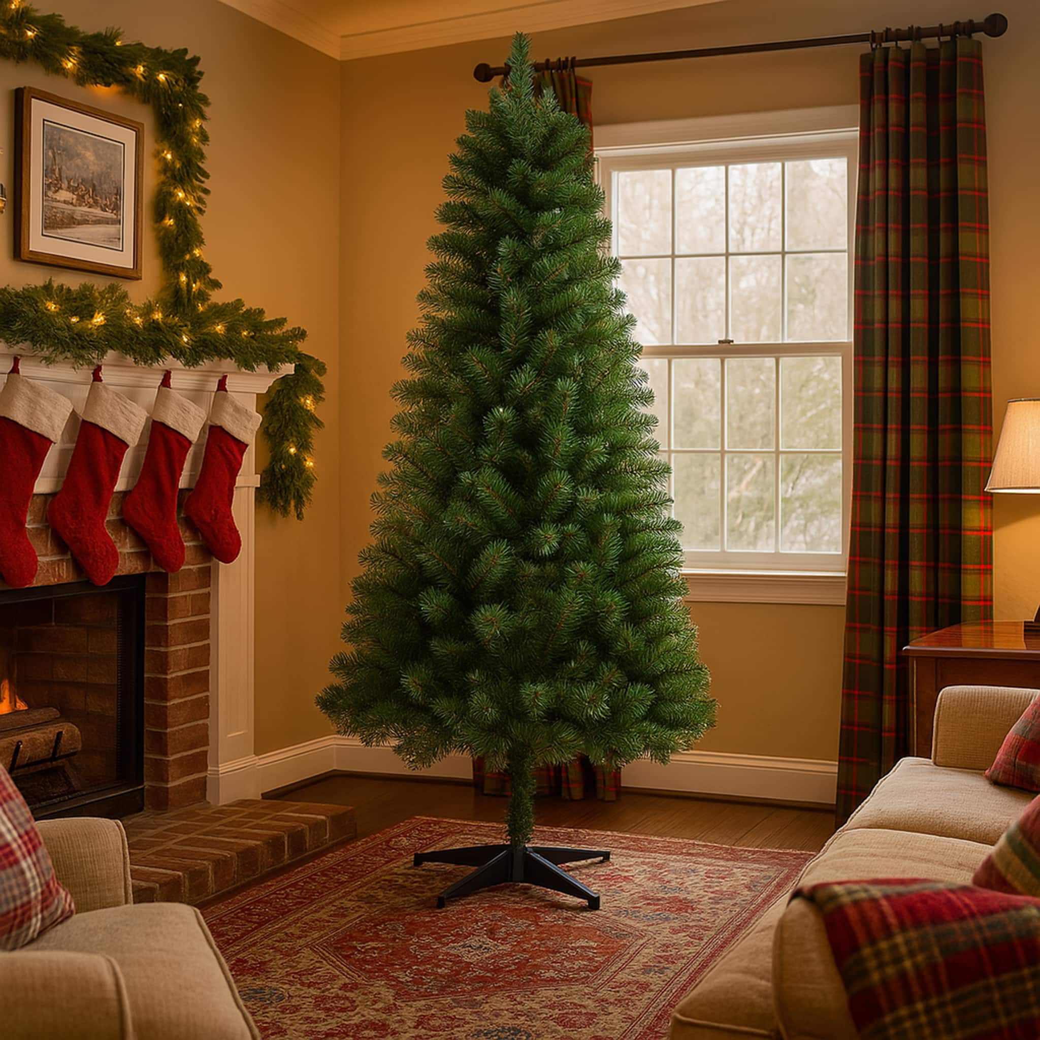 MOOSOO - 6FT Artificial Christmas Tree with 490 Tips, PVC Full Branches, Holiday Tree with 4-Leg Plastic Stand - Green