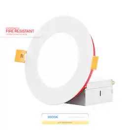 Infibrite - 4 In. Ultra-Thin Recessed LED Downlight 9W 750LM Bright Fire Rated, Wet Rated, Triac Dimmable 6-Pack - White