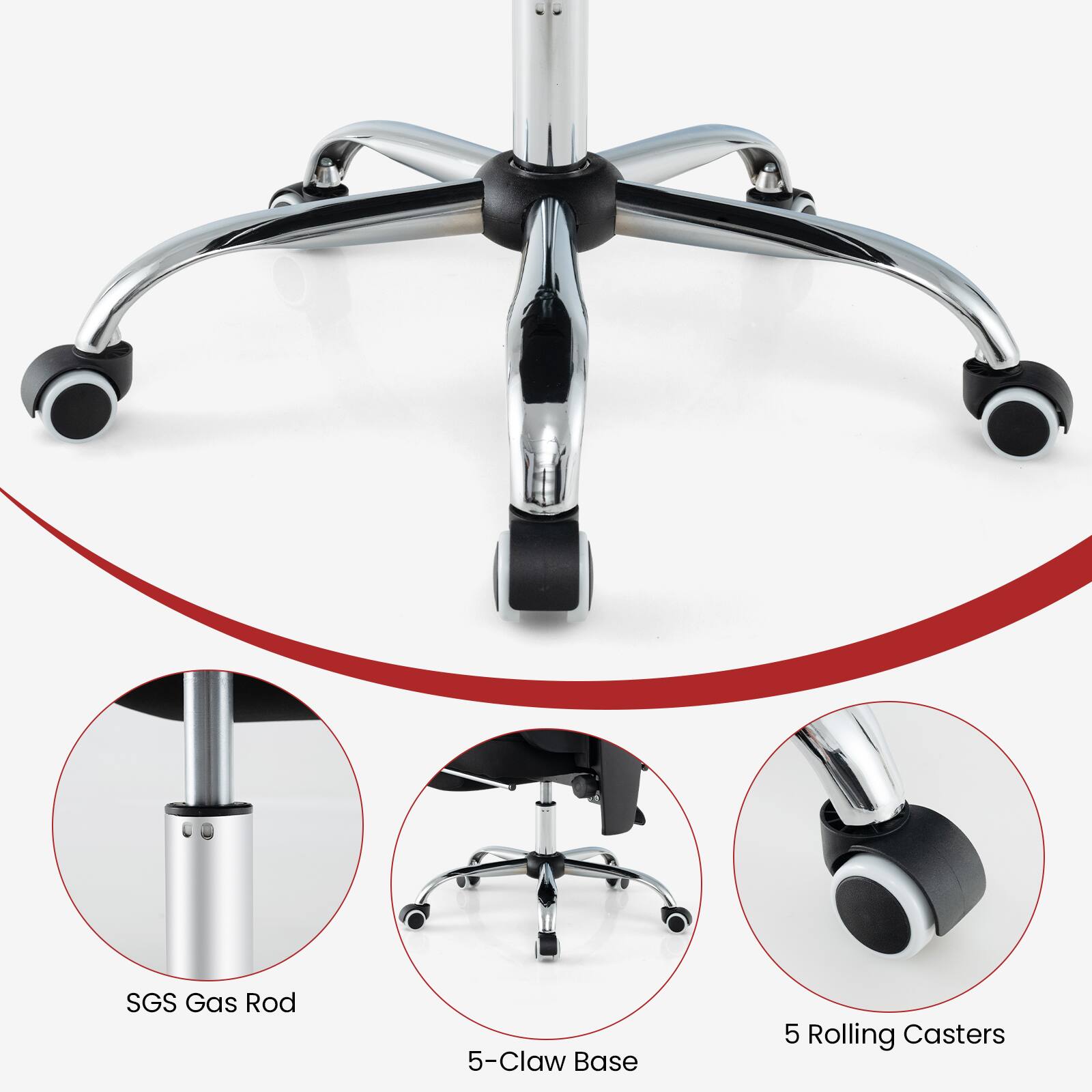 SGS Gas Rod 5-Claw Base 5 Rolling Casters