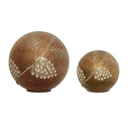 BreeBe - LED Pinecone Globe (Set of 2) - Brown, Gray