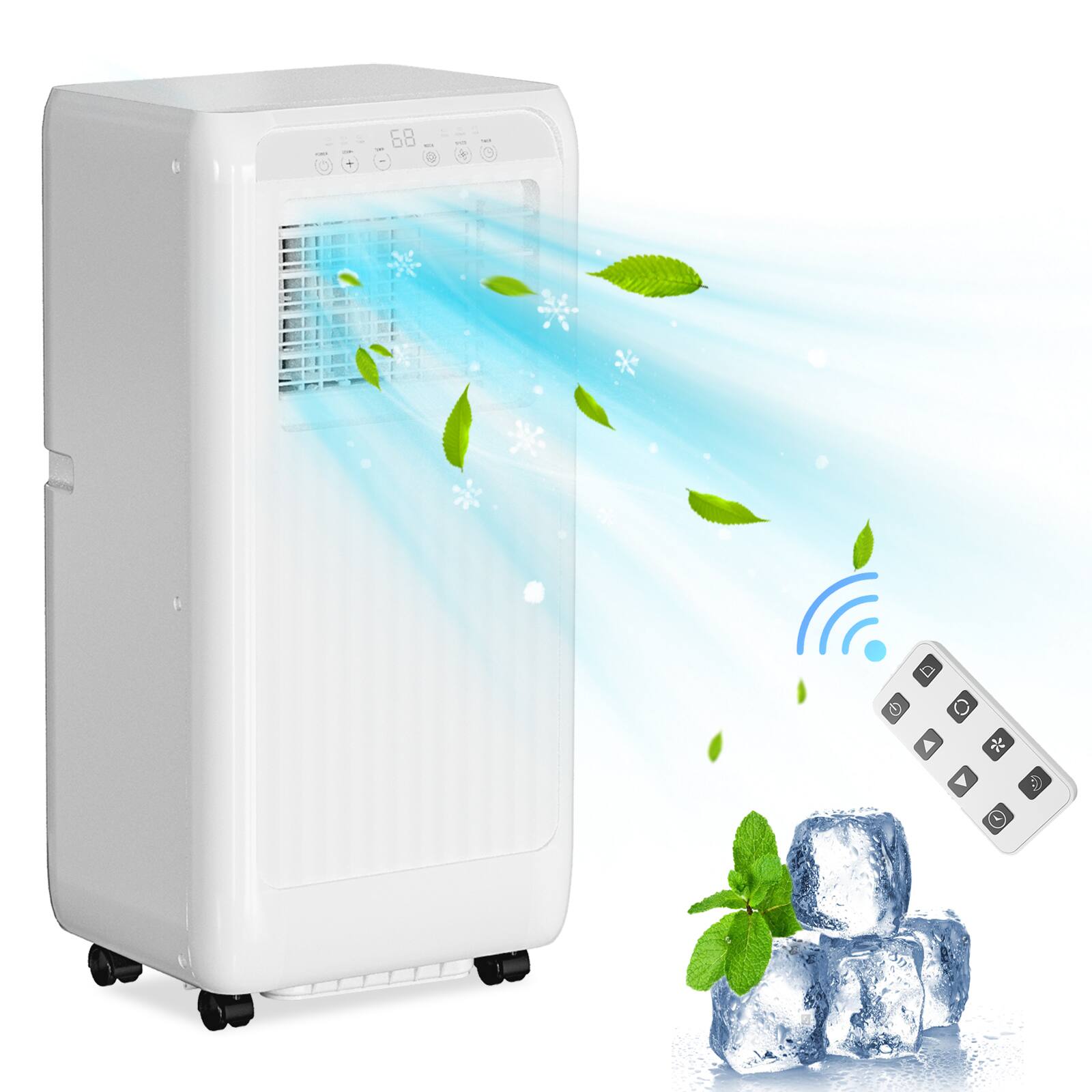 Angle. TROPOW - 8000 BTU Portable Air Conditioner,for Small Rooms and Offices Up to 350 Sq.Ft. - white.