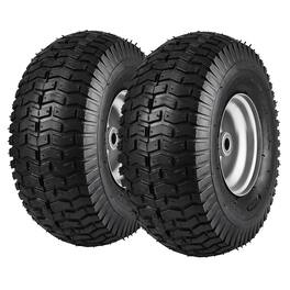 VEVOR - Lawn Mower Tires, 15x6-6" Lawn Tractor Tires, 2-Pack Tire and Wheel Assemblies,Turf Pneumatic Tires with 3" Centered Hub - Black