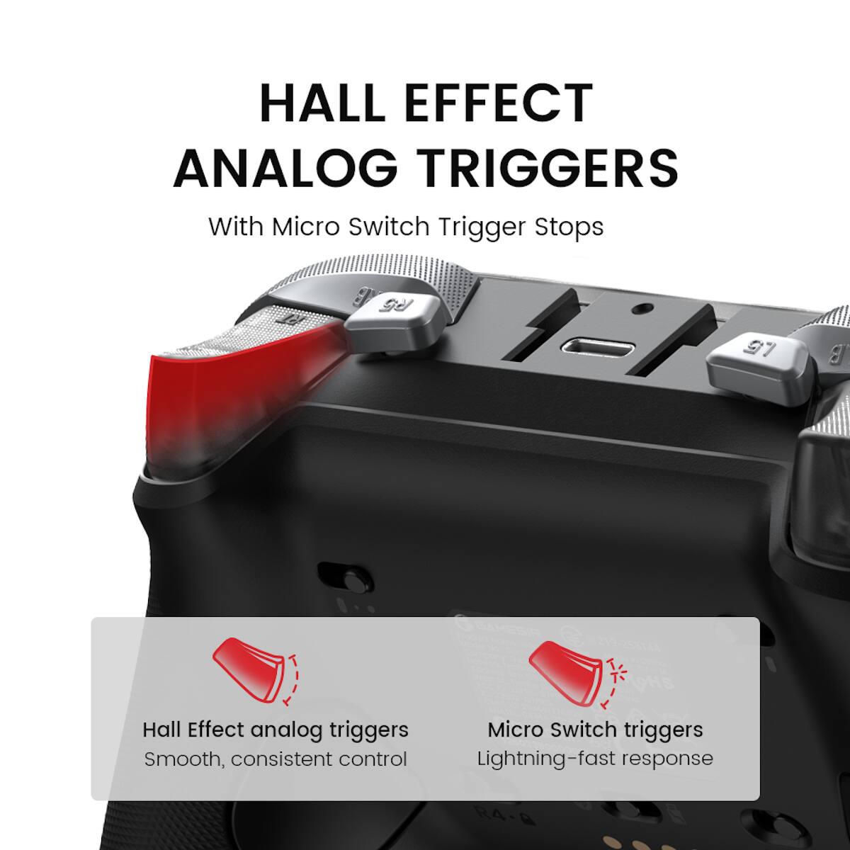 HALL EFFECT ANALOG TRIGGERS With Micro Switch Trigger Stops

Hall Effect analog triggers
Smooth, consistent control

Micro Switch triggers
Lightning-fast response