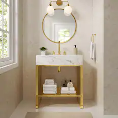 Front. Modway - Gridiron Bathroom Vanity Basin Included by Modway - White Gold.