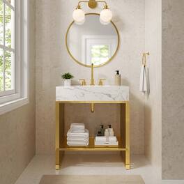 Gridiron Bathroom Vanity Basin Included by Modway - White Gold