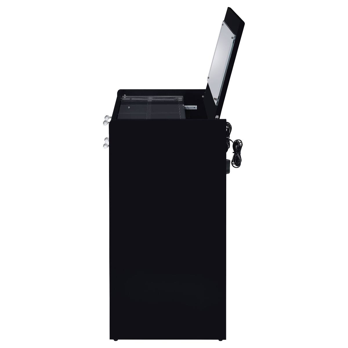 Alt View 4. Loheer - Loheer Black High Gloss Makeup Vanity Set with Mirror and Stool - Black.