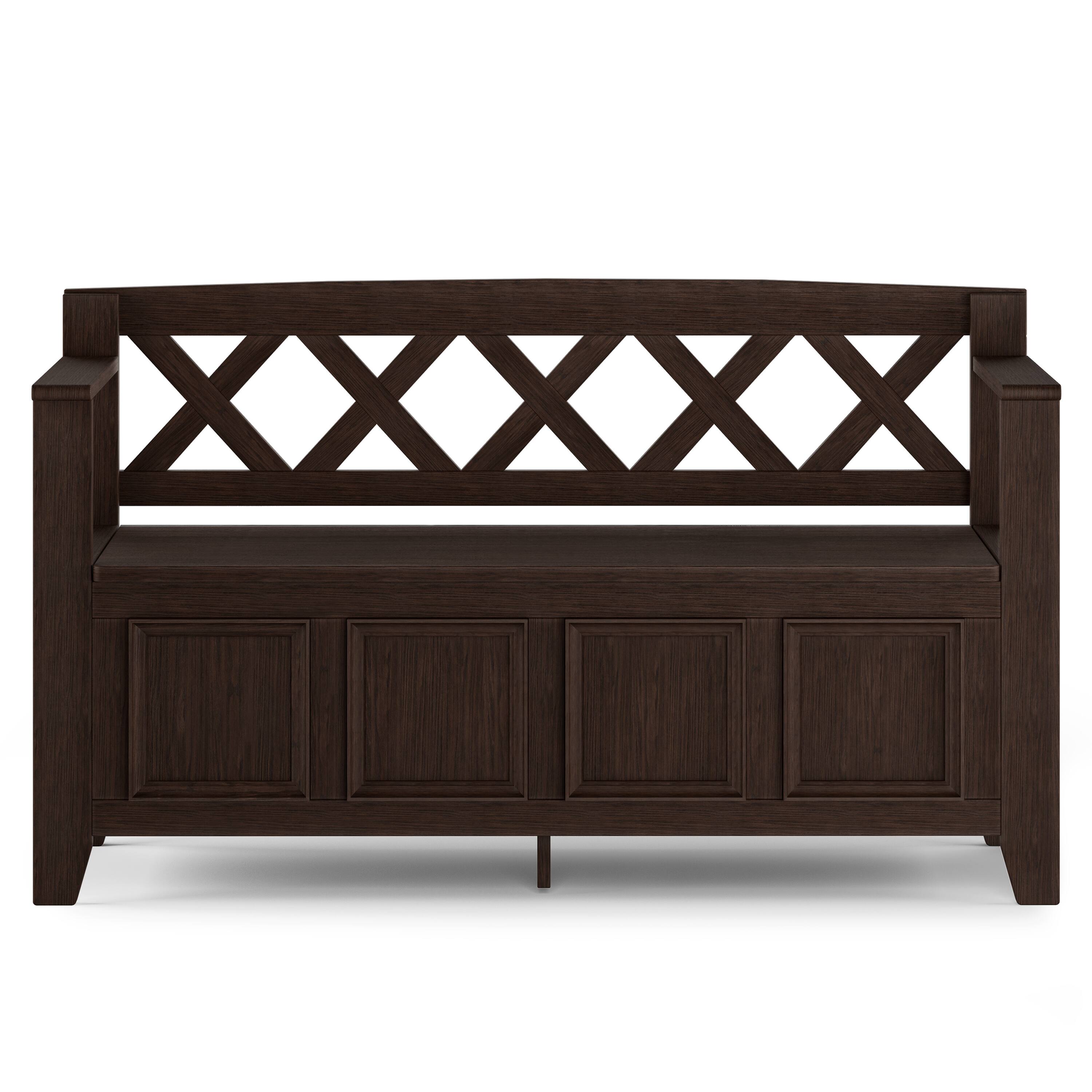 Left. Simpli Home - Amherst Entryway Storage Bench - Farmhouse Brown.