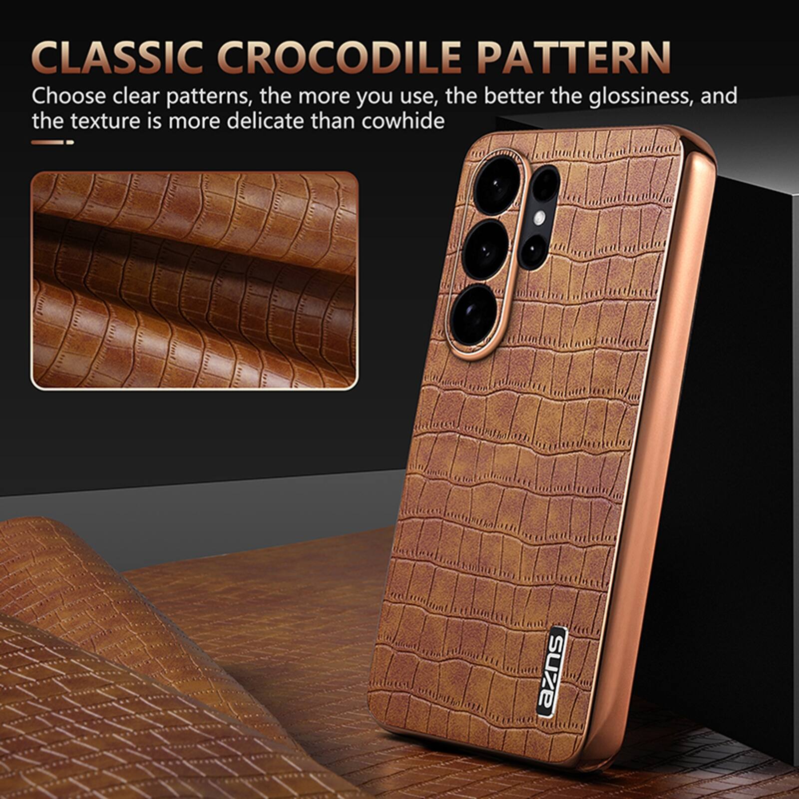 CLASSIC CROCODILE PATTERN  
Choose clear patterns, the more you use, the better the glossiness, and the texture is more delicate than cowhide