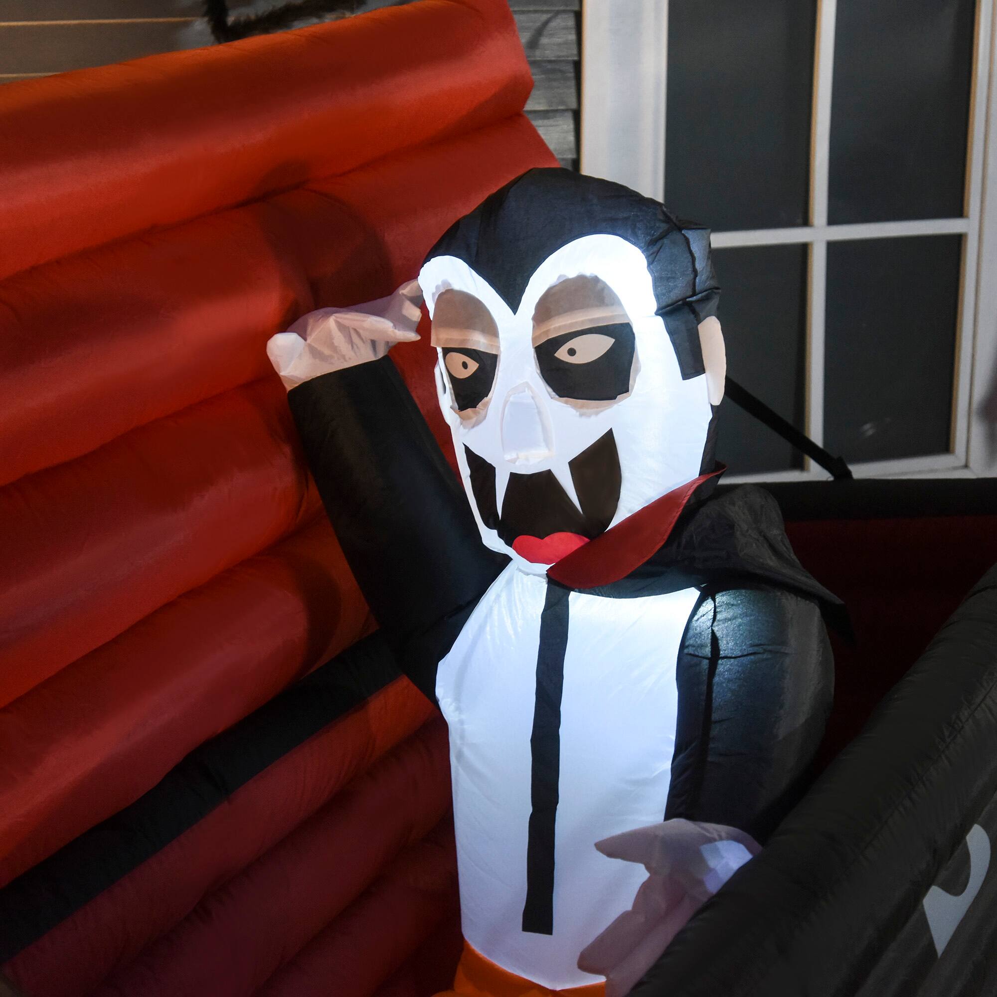 Alt View 8. Homcom - 6FT W Halloween Inflatables Outdoor Decorations Vampire and Giant Coffin, Blow Up LED Yard Decor, for Garden - Multi-colored.