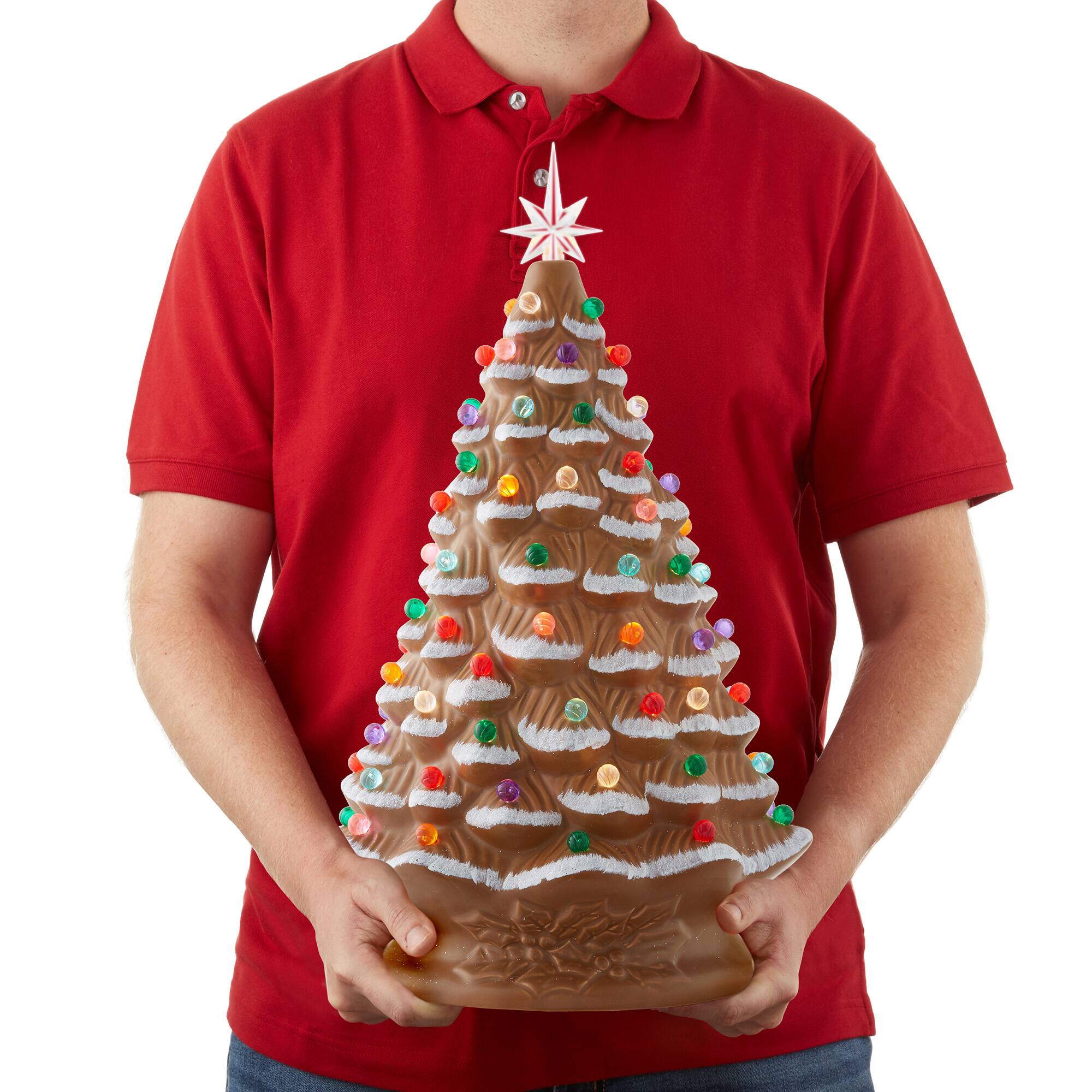 Casafield 18 in Hand Painted Ceramic Christmas Tree Pre Lit Tree with ...