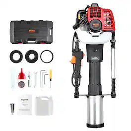 VEVOR - 52cc Gas-Powered T Post Driver, 2-Stroke Engine Gasoline Fence Piling Pounder, 1300W Portable Piledriver - Black/Silver