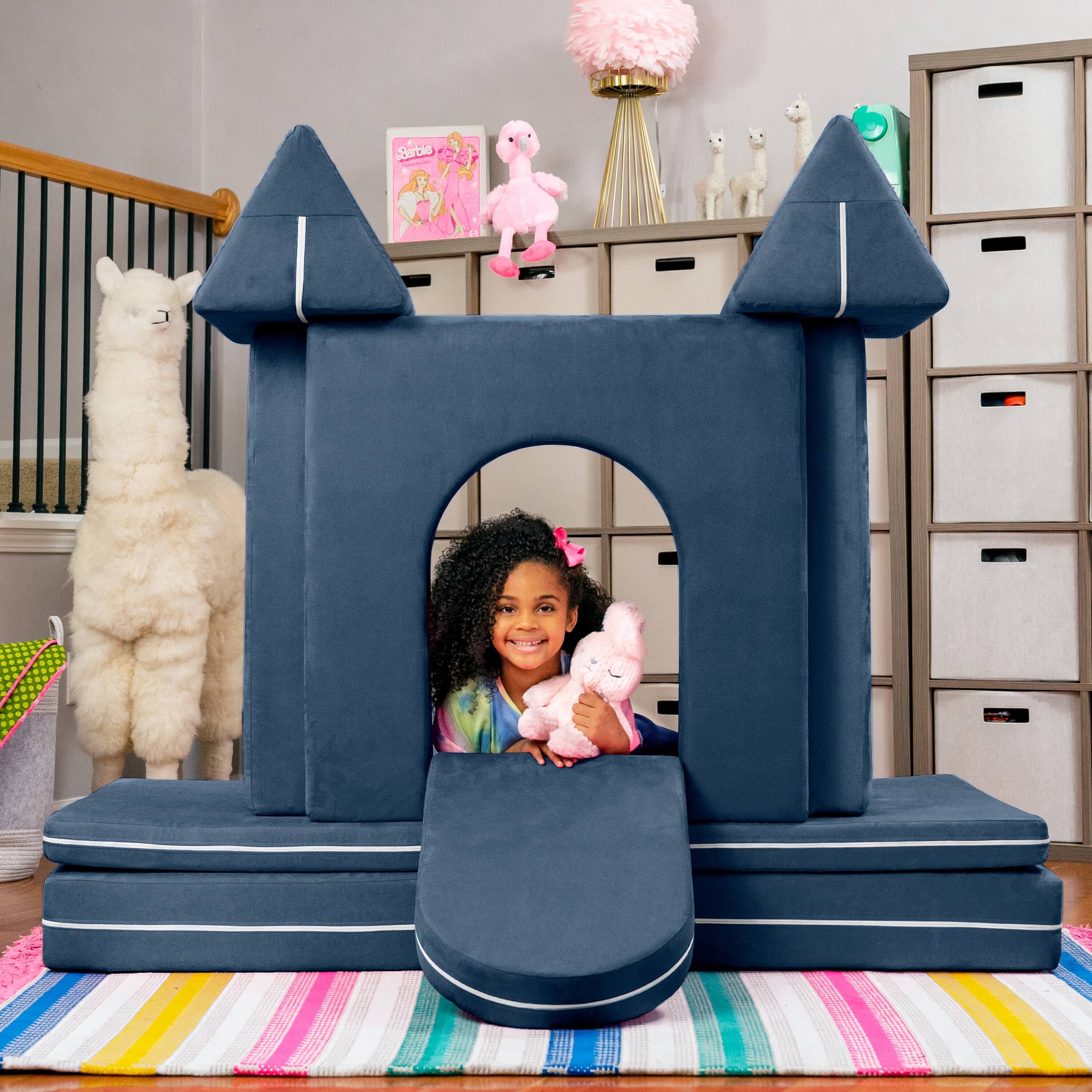 Angle. Jaxx - Jaxx Zipline Playscape Castle Gate - Playtime Furniture for Imaginative Kids, Navy - Navy.