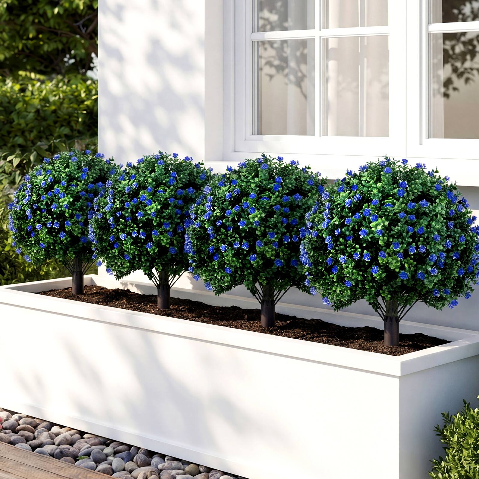 Alt View 1. Costway - Costway 2 Pack Artificial Camellia Boxwood Topiary Ball Trees, Faux Floral Shrubs, Patio - Green & Purple & Black.