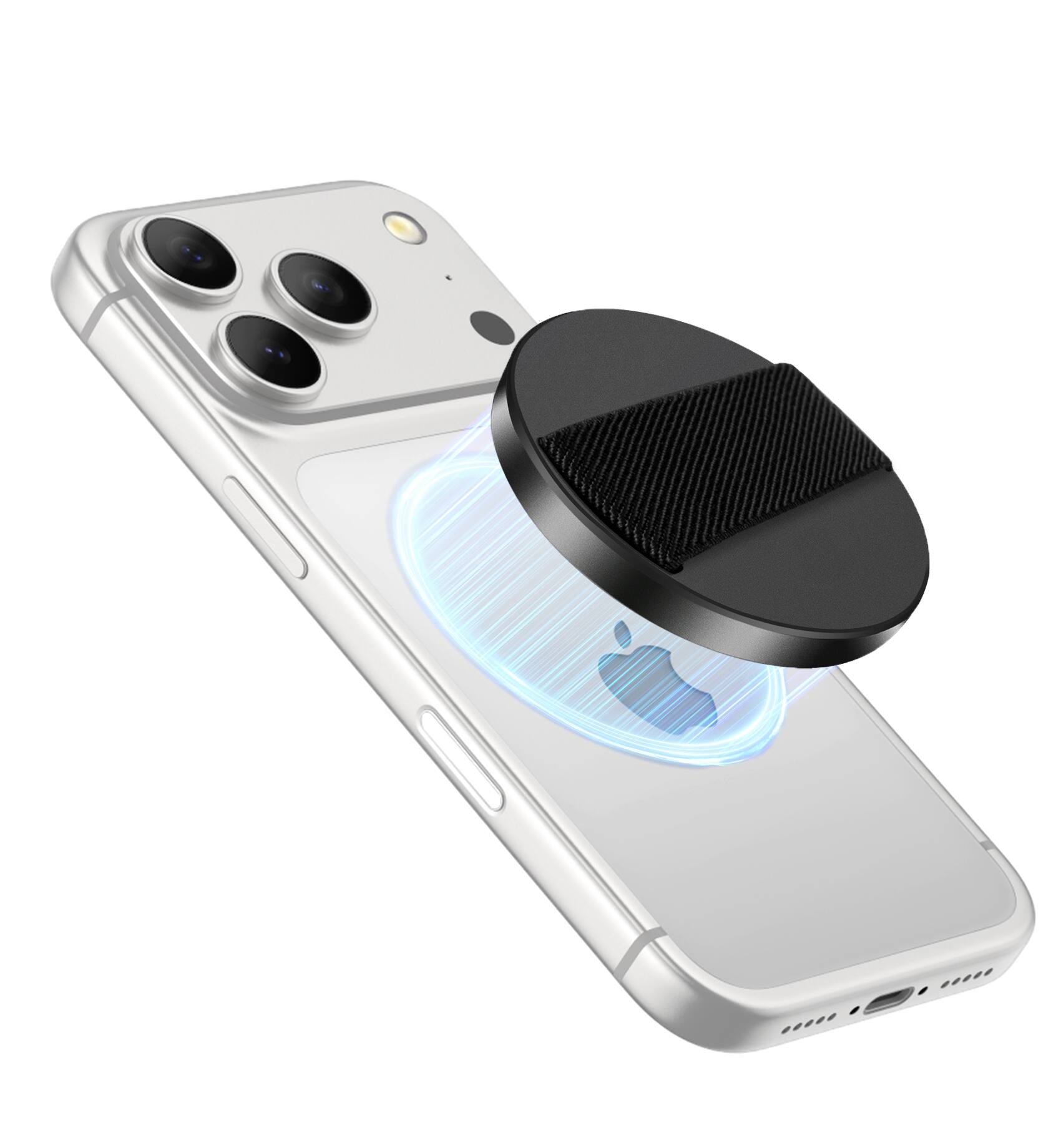 Front. SURITCH - for MagSafe Phone Grip, Magnetic Phone Loop, Detachable Magnet Phone Finger Strap for iPhone 17 16 15 14 13 12 Series - Black.