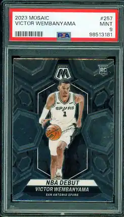 2023 MOSAIC #257 VICTOR WEMBANYAMA MINT 9 FSA 98513181 M HOUEN RC NBA DEBUT VICTOR WEMBANYAMA SAN ANTONIO SPURS